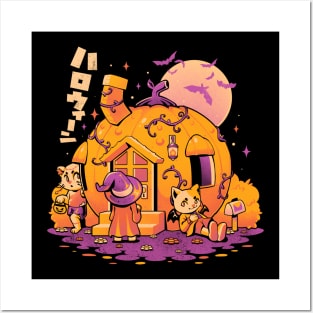 Purrpkin House - Cute Cat Halloween Gift Posters and Art